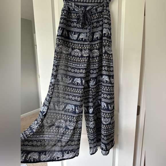 Flowy Navy Beachy Sheer Pants. Size large. - Picture 2 of 6